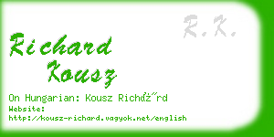 richard kousz business card